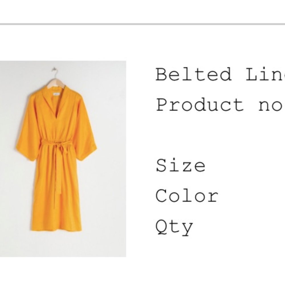 &other stories yellow belted linen dress 34/xs